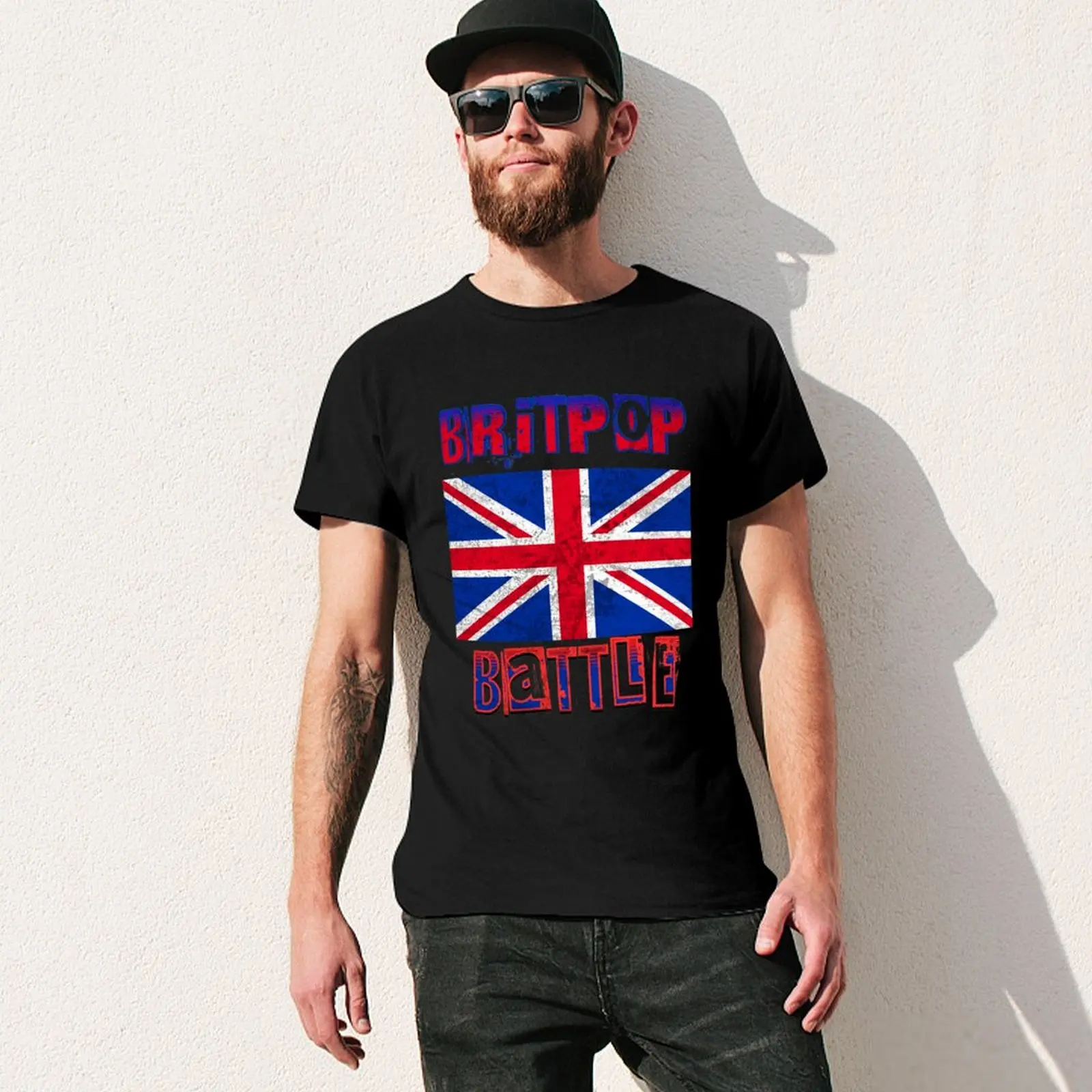 تي شيرت Britpop تي شيرت عتيق مضحك من القطن ملابس عتيقة فاكهة النول تي شيرت رجالي