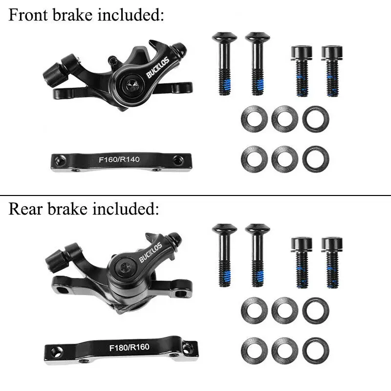 BUCKLOS Bicycle Disc Brake Caliper 160mm Front/Rear Line Pulling Disc Brake Aluminum Alloy Mechanical Brakes Calipers MTB Part