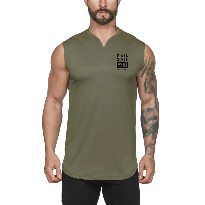

Pure Cotton Summer Basic Wide Shoulder V-neck Letter Printed Slim Fit Men's Fashion Breathable Vest M-2XL