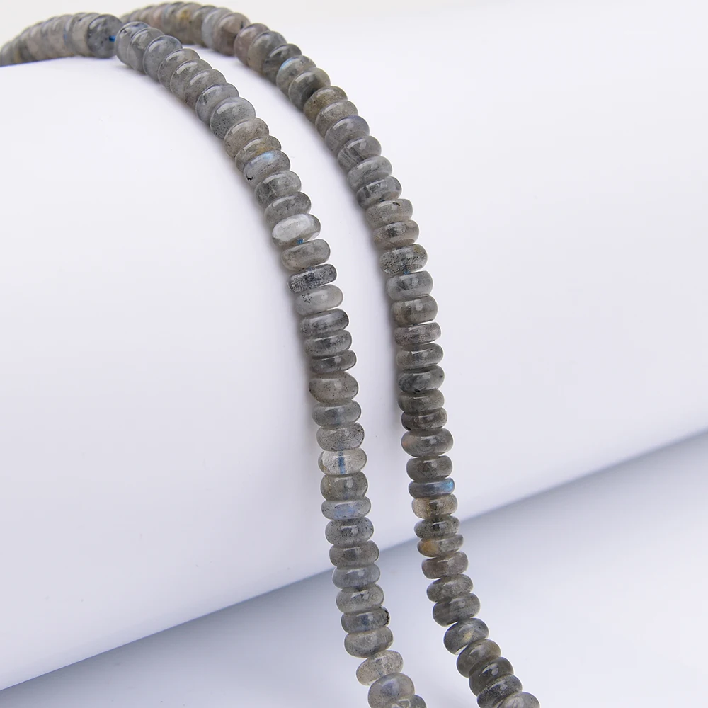 APDGG 3x7mm 2 Strands Natural Labradorite Stone Wheel Shape Loose Beads Strands 15.5