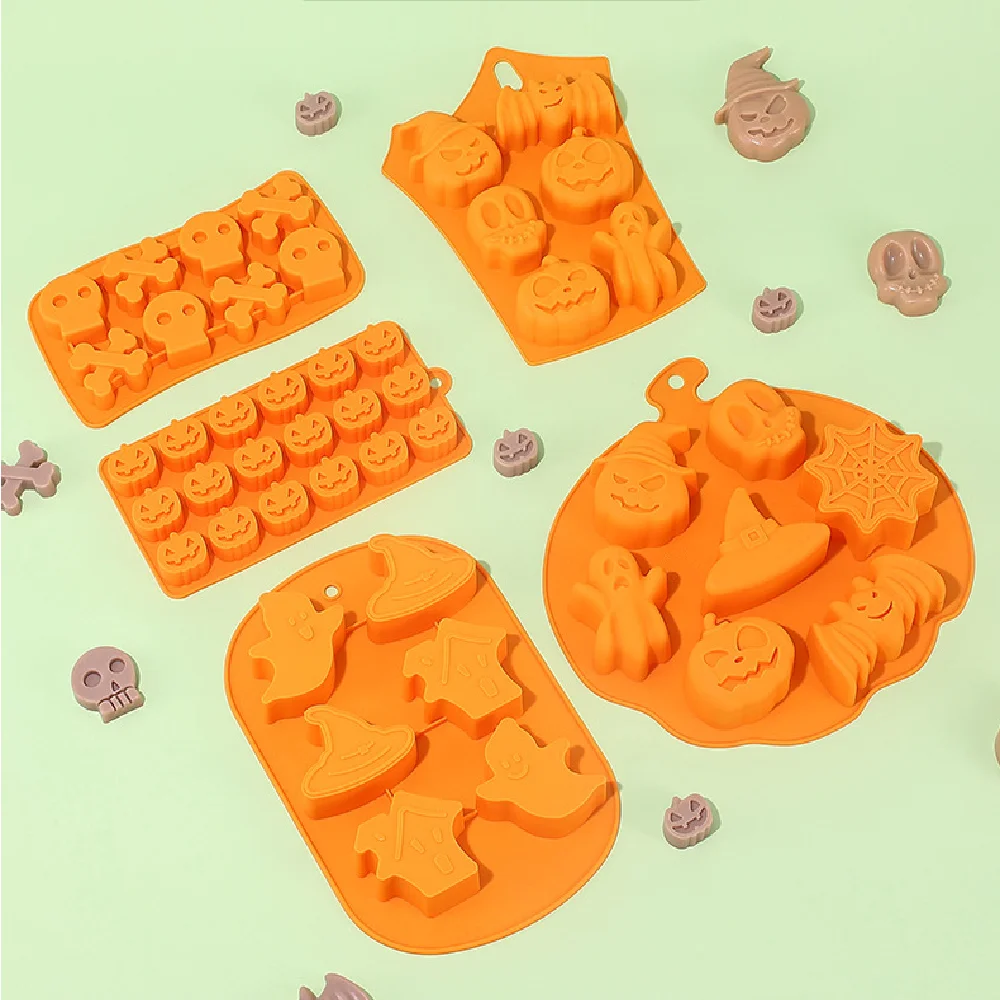 Halloween Mallen Nonstick Siliconen Cakevorm Pompoenvormen Schedel Spookvleermuis Vorm Voor Chocolade Snoep Koekjes Cupcakes Fondant