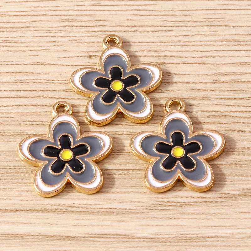 10 Stück Modische Bunte Emaille-Blumenanhänger für Schmuckherstellung, Ohrhänger, Halsketten, Armbänder, DIY-Bastelzubehör – Detail 26