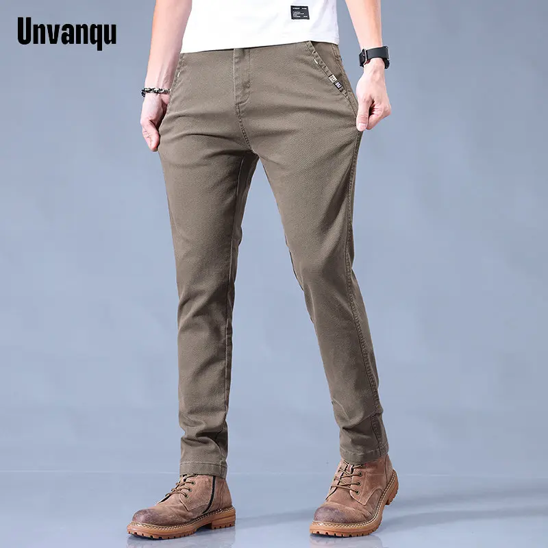 UNVANQU Man 2023 Straight Pantalon Thin Solid Color Fashion Pocket Men's Ice Silk Summer Quick Drying Gym Sports Casual Trousers