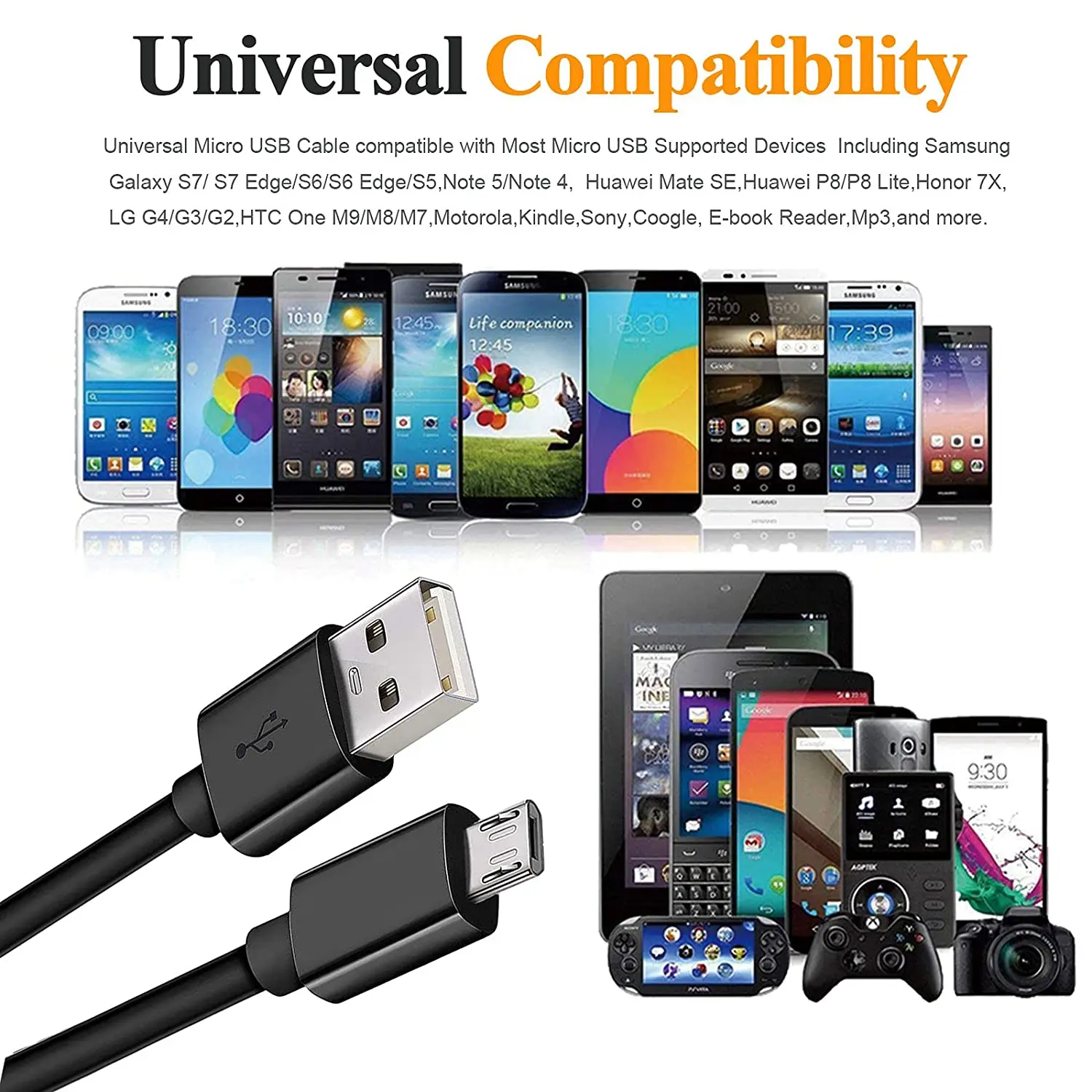 Micro USB Cable 10ft High Speed Data Transfer Fast Charging Android Phone Charger Cord for Kindle Fire Samsung Galaxy Note 5 4 S