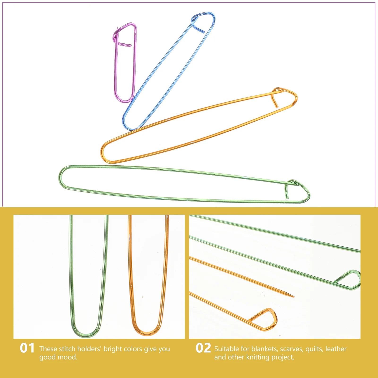 

12Pcs Holders Assorted Sizes 6Cm 12Cm 17Cm 20Cm Aluminum Crochet Knitting Needles Yarn Marker Set for Blankets Scarves