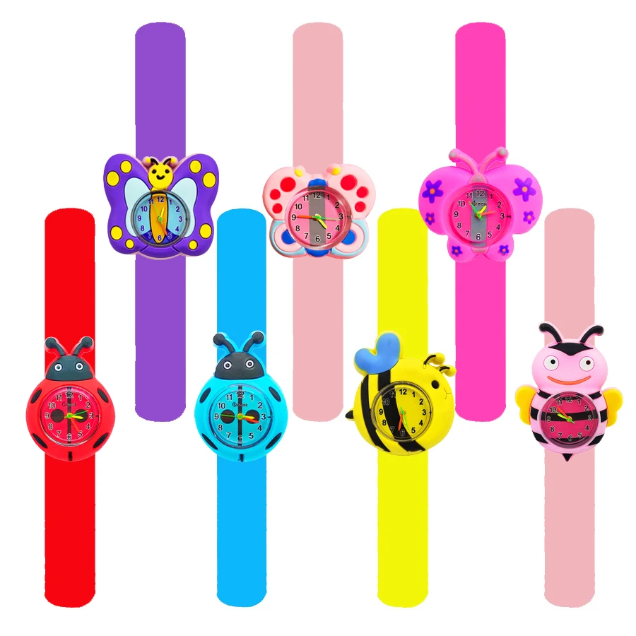 Kids Cartoon Butterfly Bee Ladybug Toy Bracelet Quartz Watch with Easy Read Arabic Numerals Simple Dial Children Clock