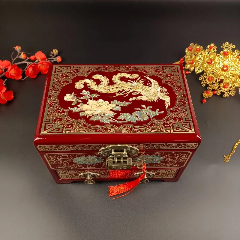 Handmade Arched Lacquer Jewelry Box, Hand-Painted High Relief Lacquer Art, Chinese Style Storage Case