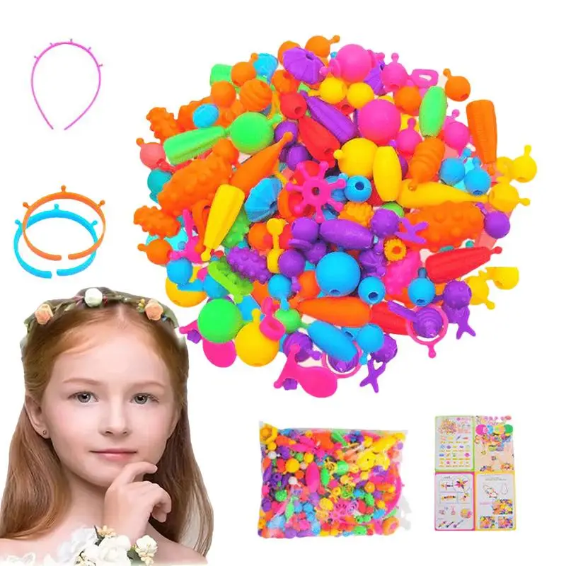 Kit de bijoux de perles pop pour enfants, puzzle perlé fait à la main, bijoux de princesse pour filles, multifonctionnel, idéal pour Noël, cadeaux d'anniversaire, bricolage