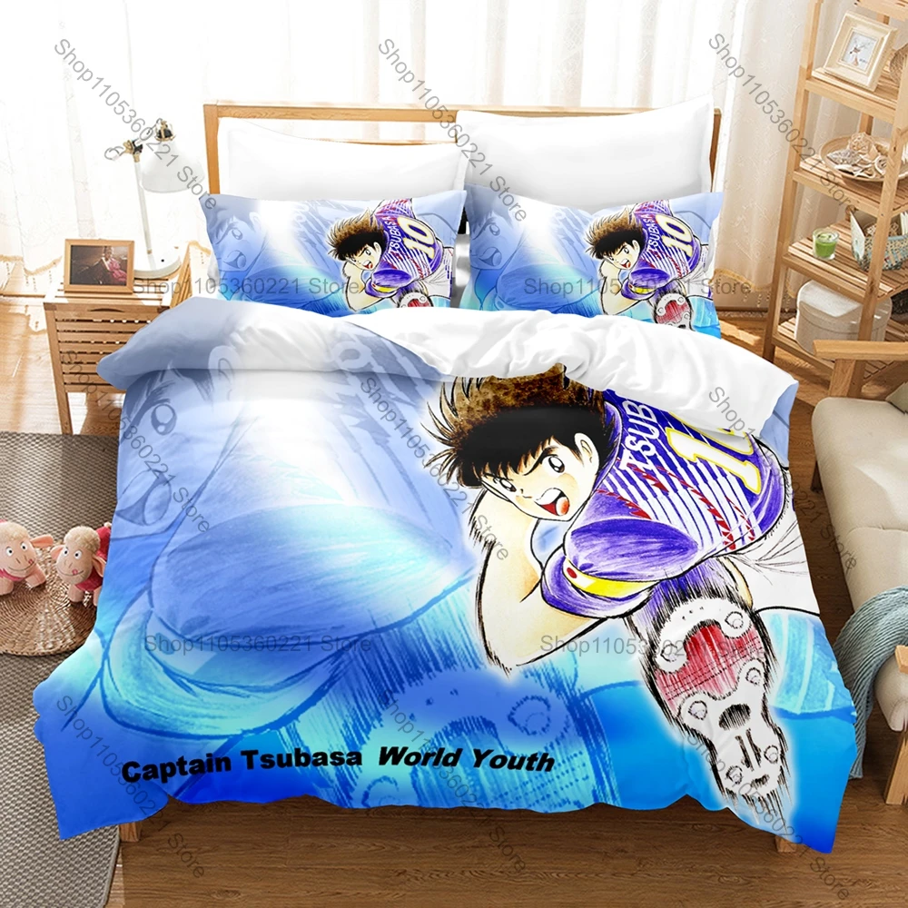 

Kawaii Captain Tsubasa Three Piece Bedding Set Luxury Comforter Set with Queen King Size Cool Two household goods Anime Cama Inf