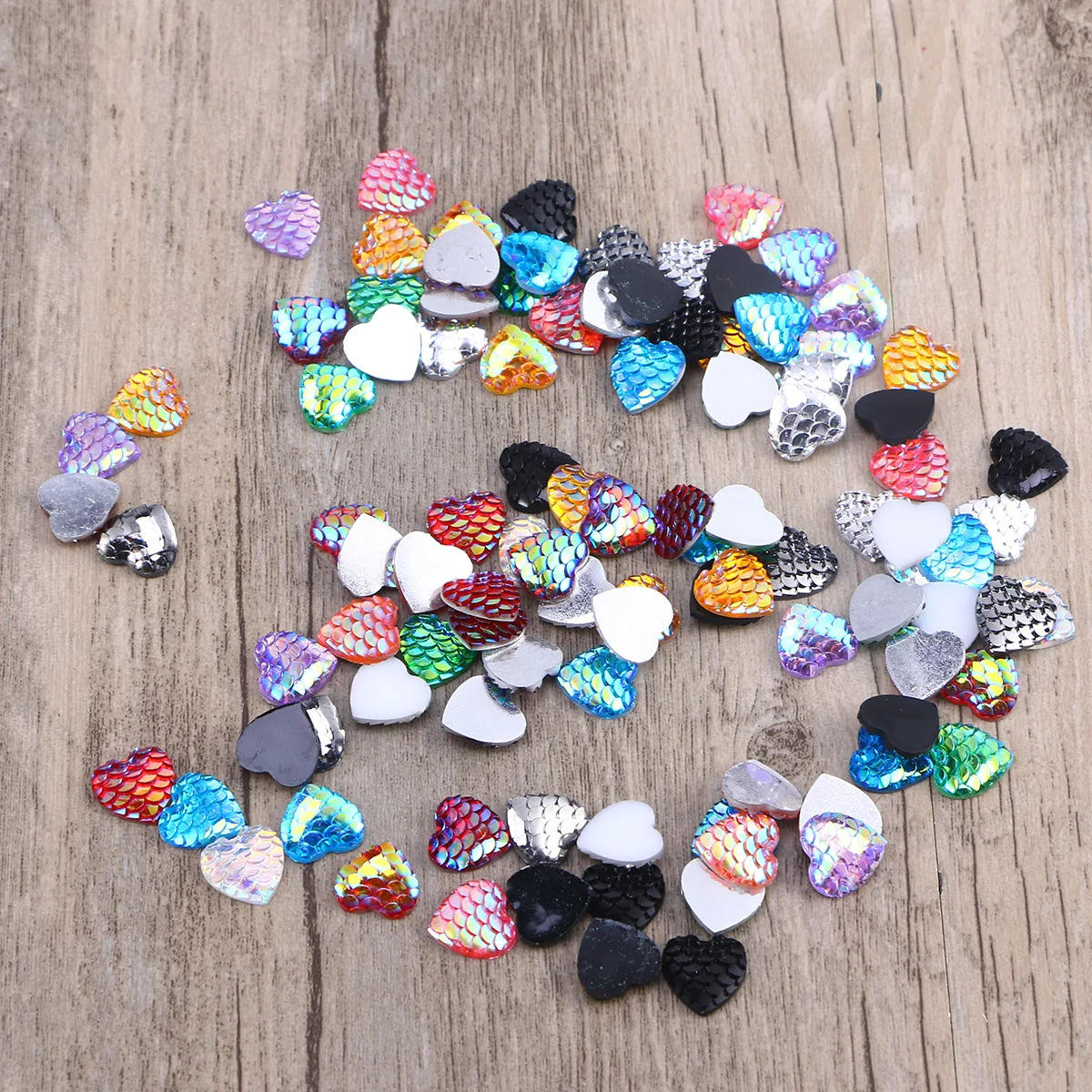 

100pcs Resin Cabochons Iridescent Mermaid Scale DIY Jewelry Accessories Fish Pattern Decorative for Bracelets Necklaces