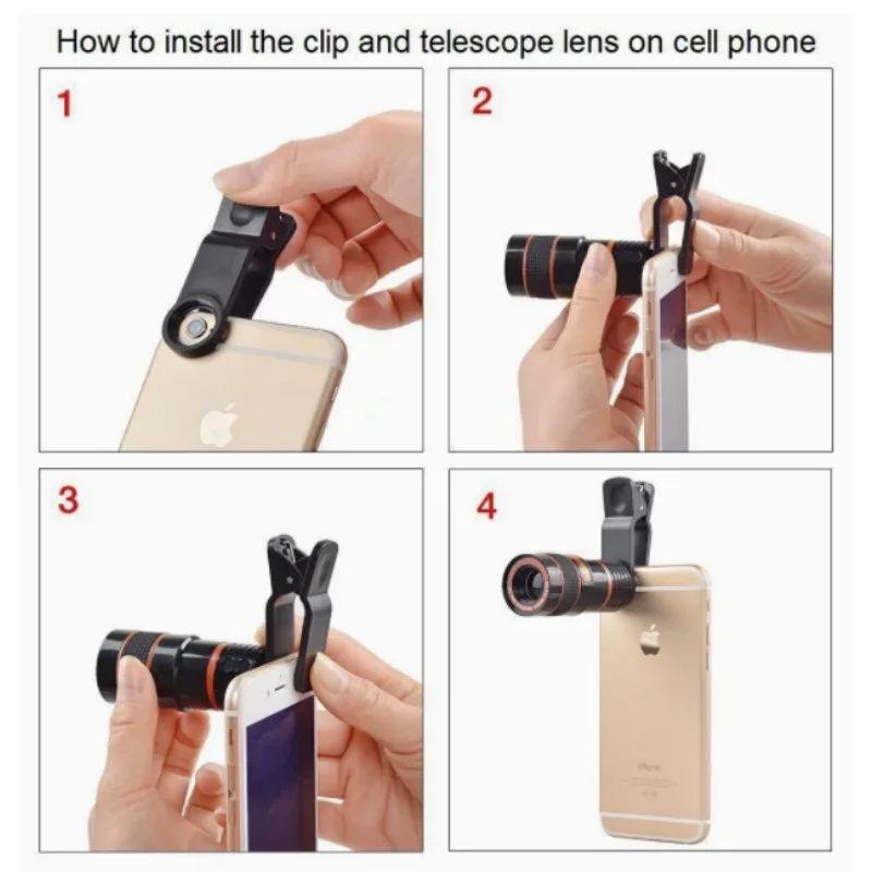 

12X Telescope Zoom Lens Monocular Telescope Mobile Phone Camera Lens for Smartphones Binoculars for Camping Hunting and Sports