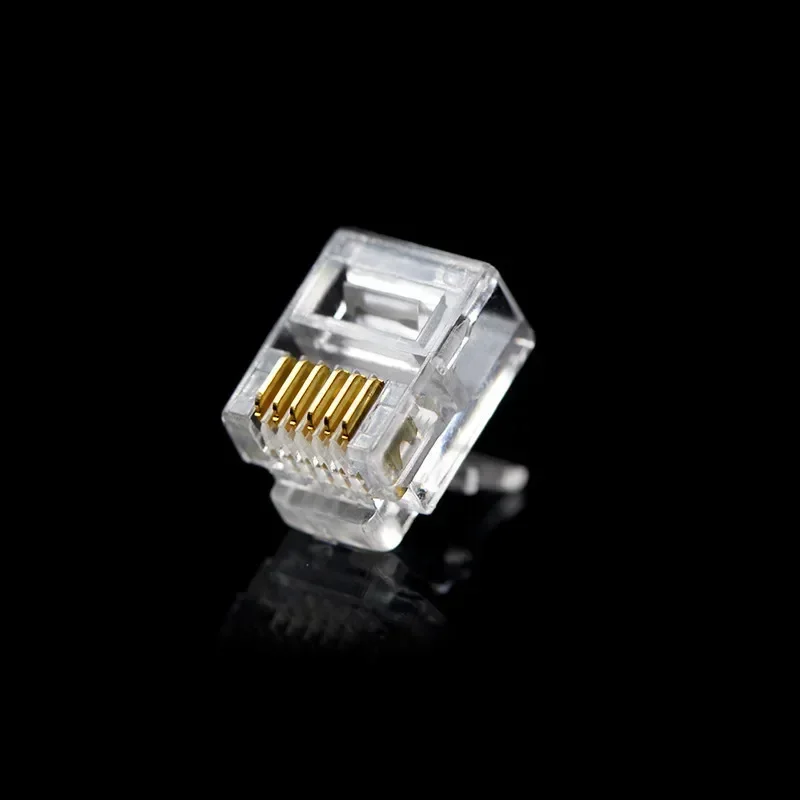 RJ12 Connector RJ 12 Telephone Connectors 6P6C Modular Head Networking Cable Plug Gold Plated Crimp Network Crystal Plugs