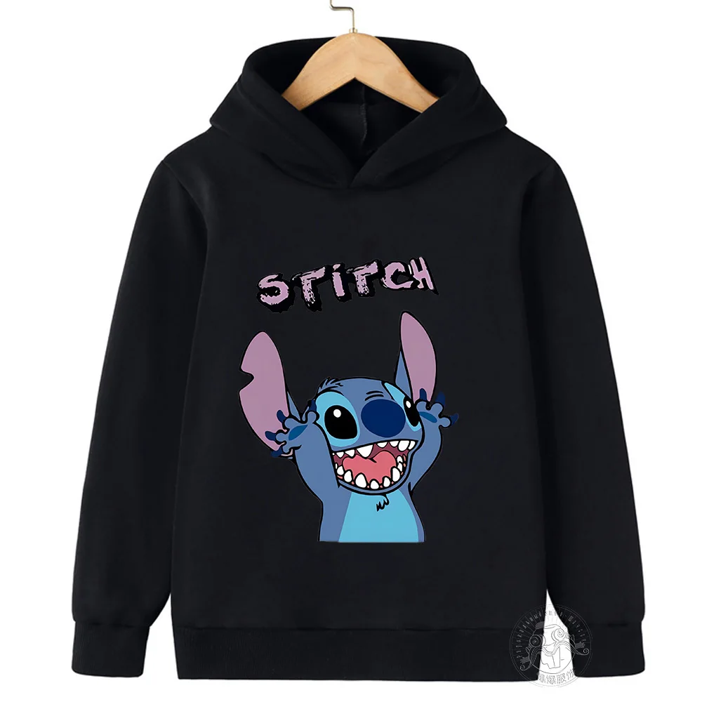 Disney Stitch Children's Street Fashion Sweater Boys Girls Tops Children's Sports Pullover Outdoor Sports Hoodie