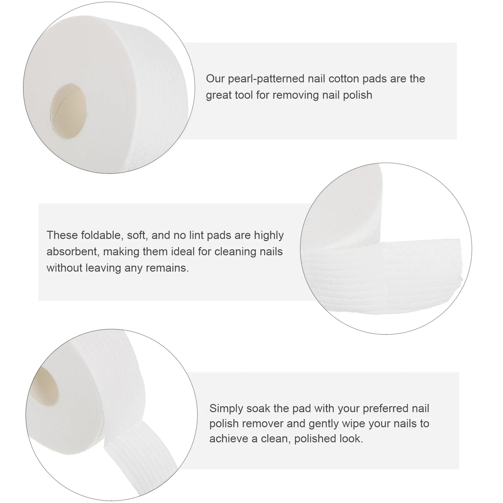 Salviette per unghie senza pelucchi Dischetti di cotone bianco per unghie in gel Pulizia della polvere Sgrassante Forniture per saloni di manicure Assorbenti pieghevoli