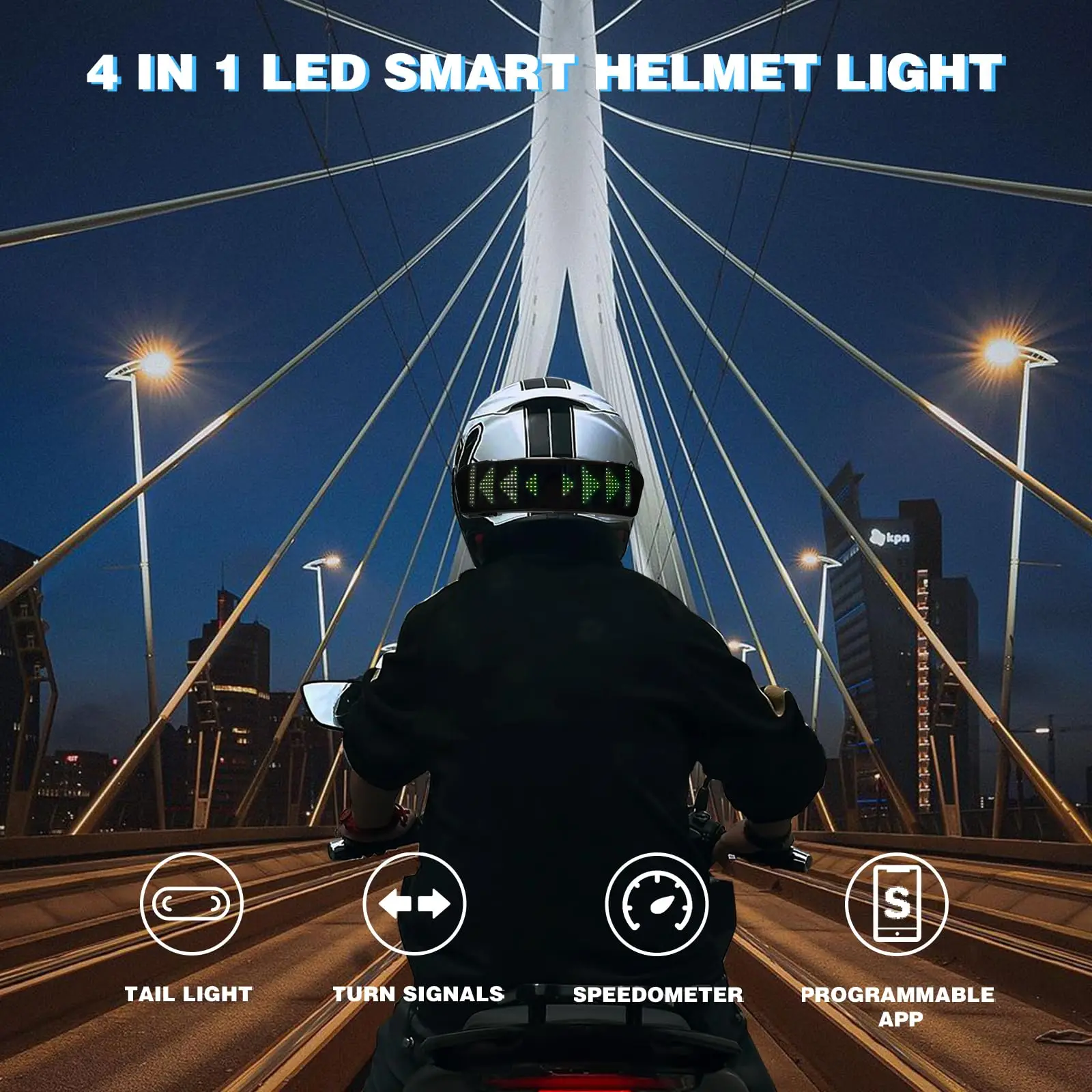 Display per casco a LED, fanale posteriore per casco da motociclista Spia per casco Accessori per moto
