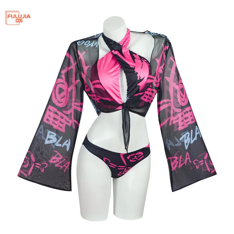 

Arcane Jinx Swimsuit Beachwear Costume Jinx League Of Legends Cosplay Outfit