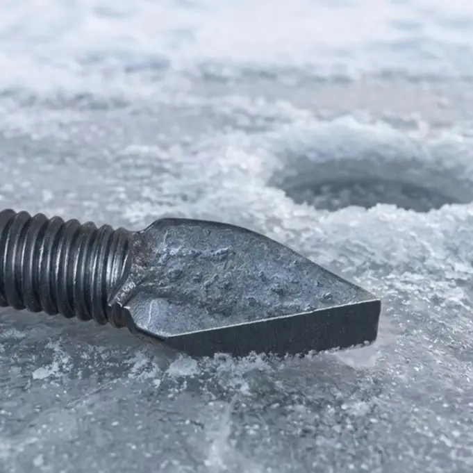 Lightweight Ice Auger Positioning Tip Designed To Anchor Center When Drilling On Smooth Ice Winter Fishing Accessory