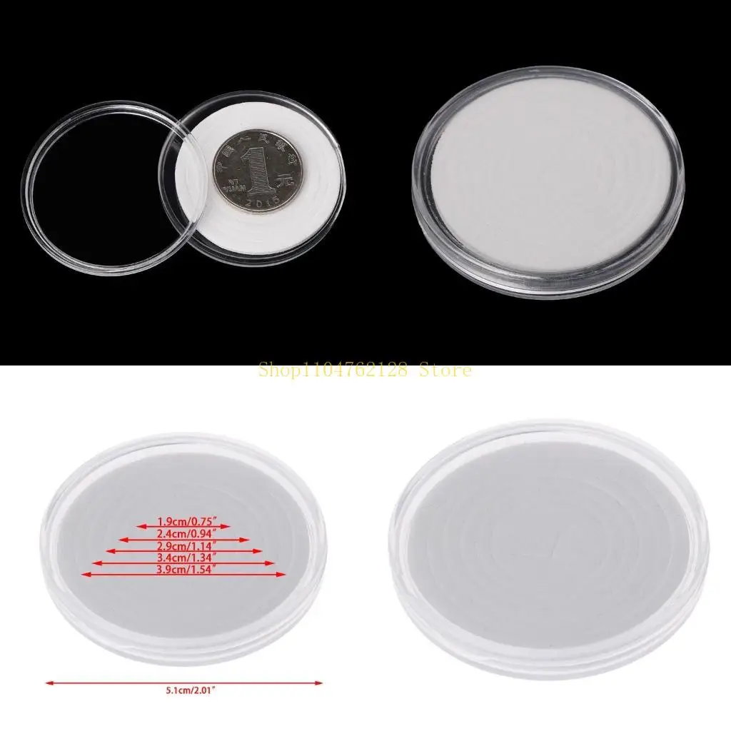 Acrylic Coin Storage Box 46mm with 5 Sizes Pad Rings Book Shelf Decor best sale