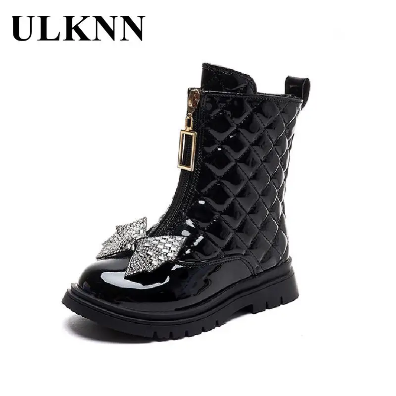 Girl Riding Boots  Fall And Winter  2023  New Children\'s Boots Fashion Girl Black Rhinestone Shoe Princess Short Boots