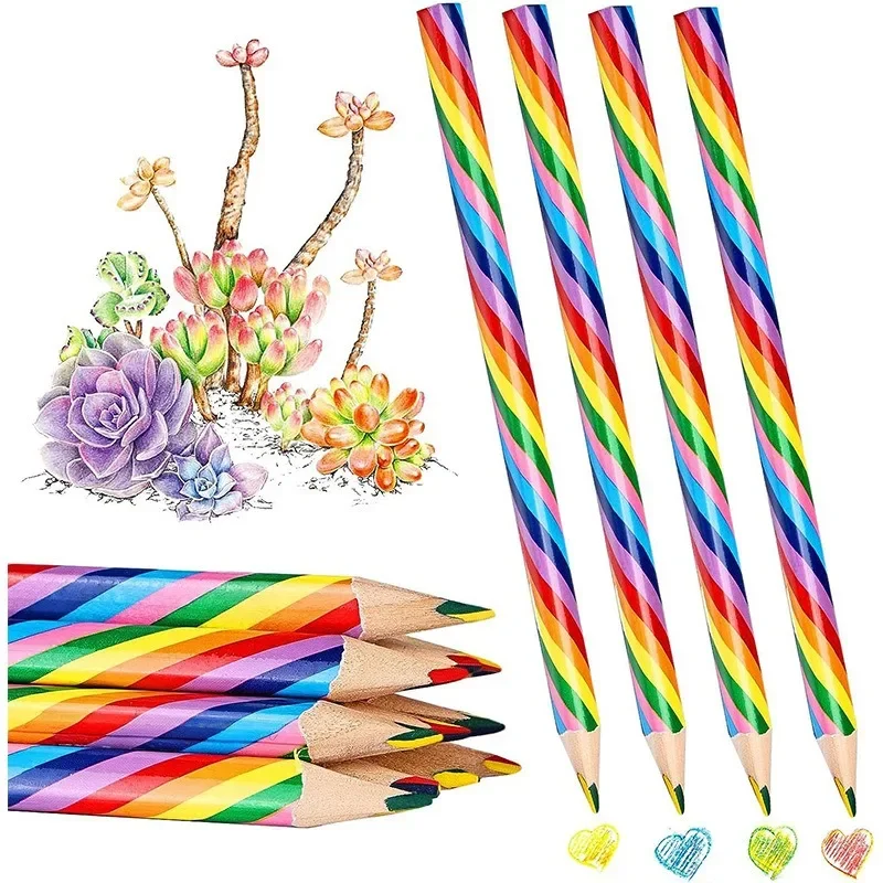 

Cute Wood Children's Rainbow Pencil with Four Colors in One Painting Pencil Mixed with Color Lead Student Writing Art Painting