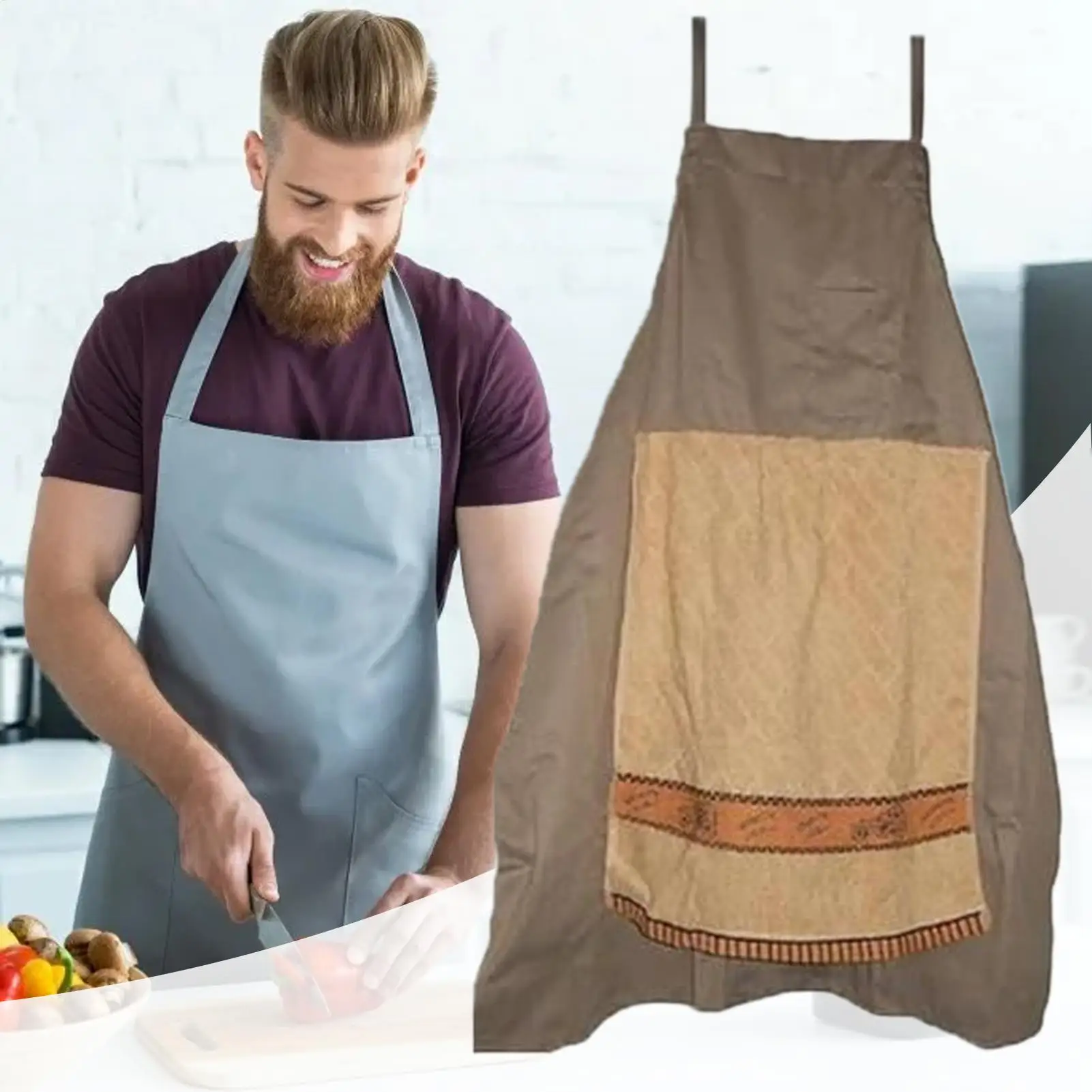 Prank Apron For Men Funny Chef Apron Humorous Washable Novelty Costume W/Openable Towel For BBQ Workshop Art Studio Pottery