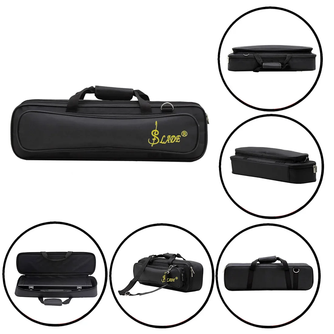 SLADE 16 Holes Flute Box Handbag Waterproof Oxford Cloth Flute Case Portable Flute Cloth Box Bag with Strap Woodwind Accessories