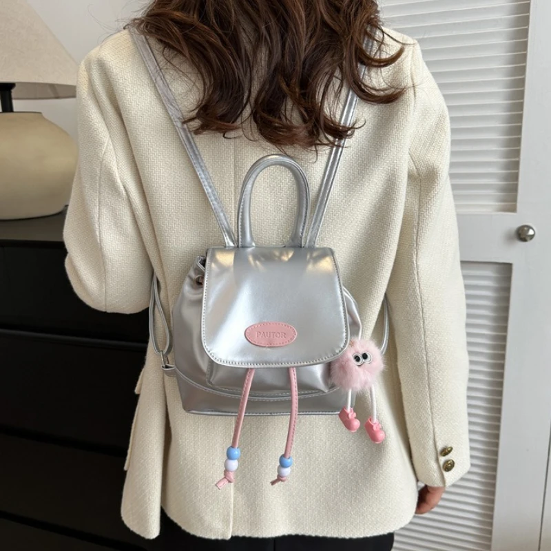 Women's Commuting Leather Handbag, Korean Version New Versatile Retro Backpack, Fashionable Casual Bags Trend