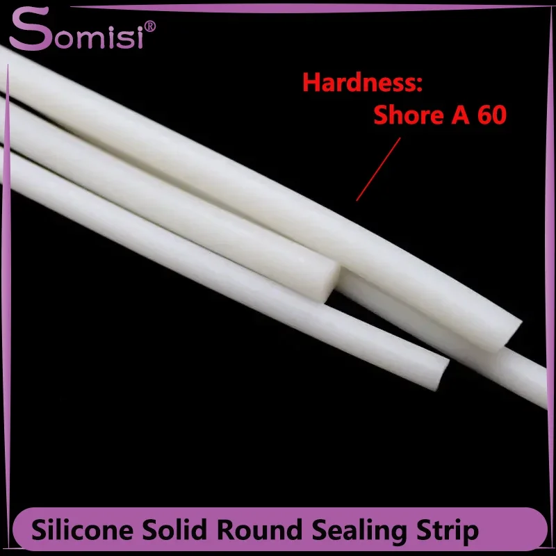 1/2/5m Silicone Solid Round Seal Strip Dia 1/2//3/4/5/6/7/10/11/12/14//15/16/18/20/25mm White High Temperature Resist Sealings