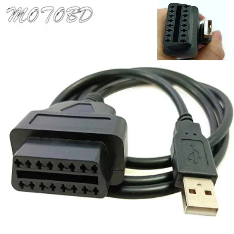 

1pc New 16Pin OBD2 To USB Port Charger Adapter Cable Connector Diagnostic Tool Car Accessories