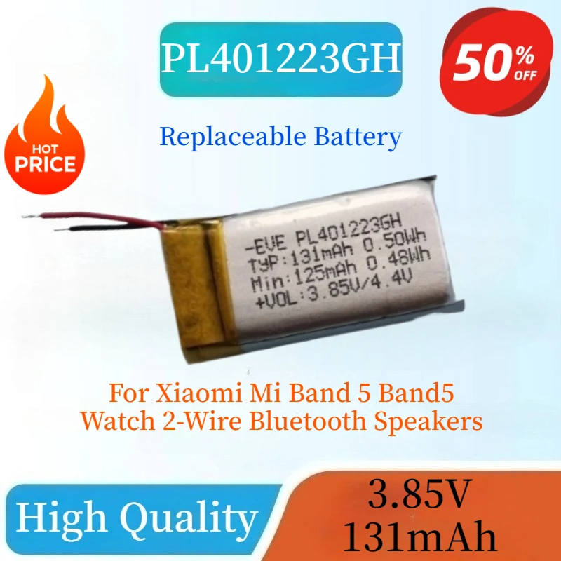Brand New PL401223GH Replacement  Li-Polymer Battery 3.85V 131mAh for Xiaomi Mi Band 5 Band5 Watch 2-Wire Bluetooth Speakers