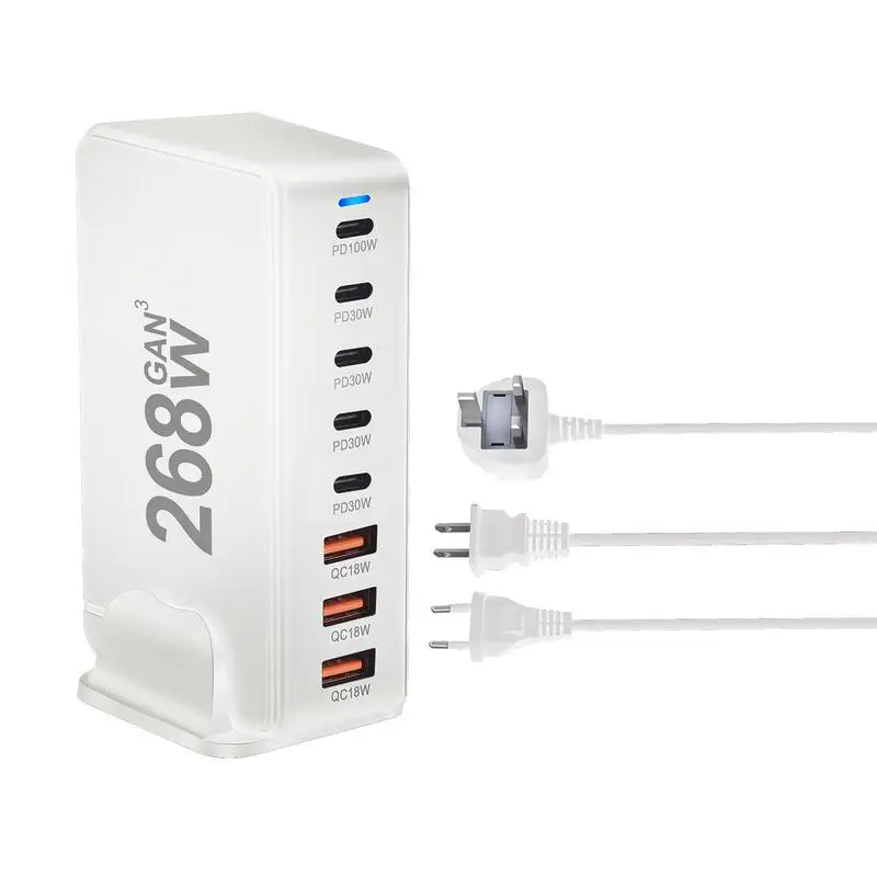 PD Charger 8-Port Type C Fast Charging GaN Compact Rapid Plug Multi USB C Charger For Travel Home Office