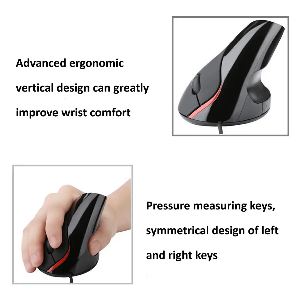 Ergonomic Vertical Mouse USB Plug Wired Right Hand Computer Gaming Mice 1.5m Line Length Optical Mouse Gamer Mouse for Laptop PC