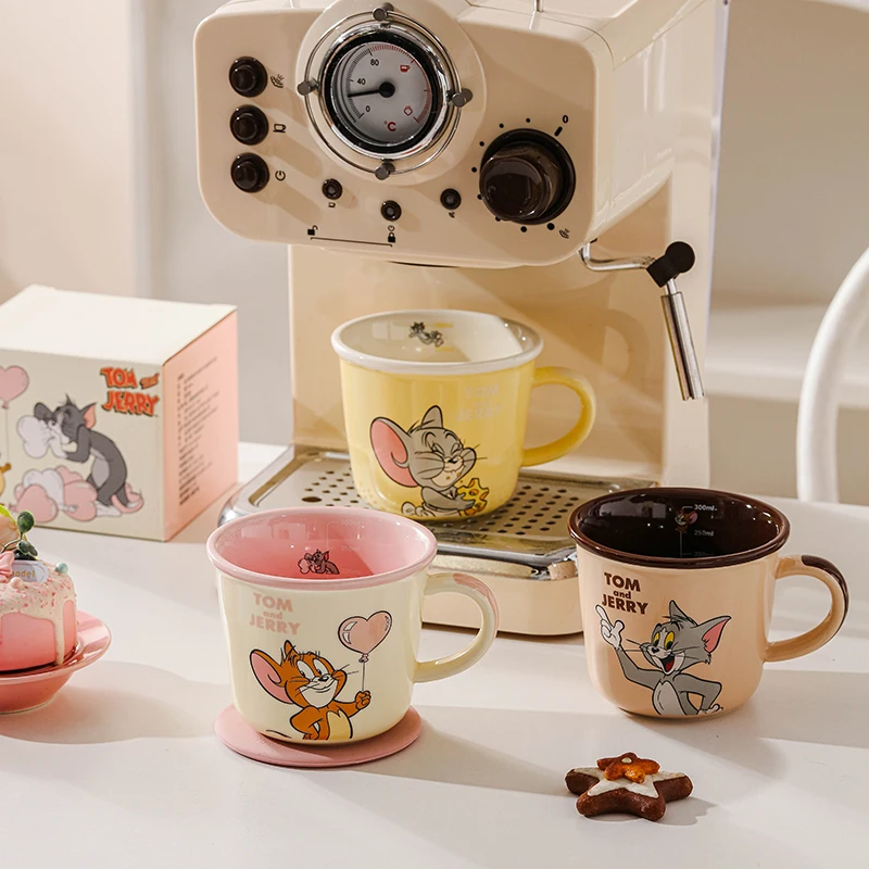 340Ml Tom and Jerry Personalized Mug Kawaii Ceramics Cup Cartoon Cereal Coffee Water Cup Tableware Friend Children Birthday Gift