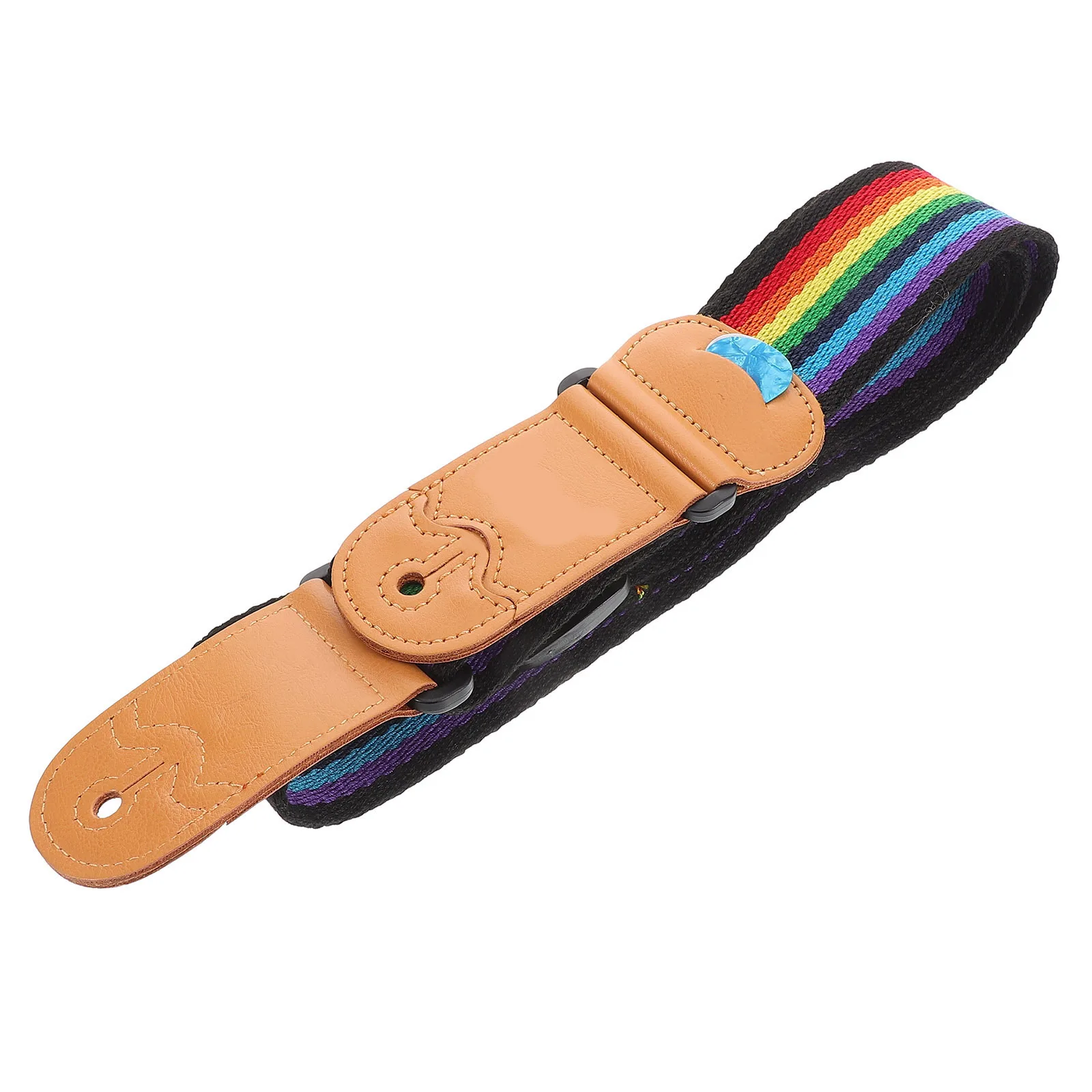 

Colorful Wide Guitar Strap with Rainbow Stripes Compatible with Acoustic Electric Bass Adjustable Comfortable Stage Practice