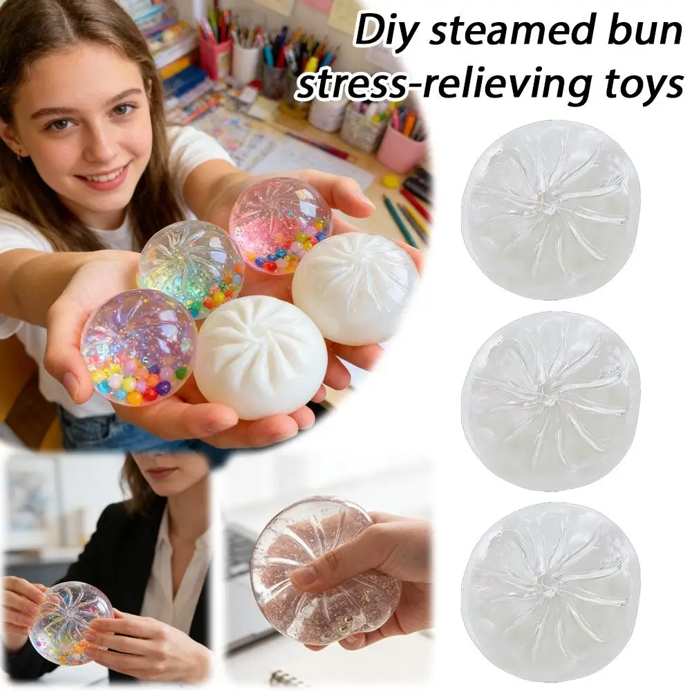5Pcs DIY Steamed Bun Stress Relief Empty Ball Sensory Fidgets Steamed Bun Simulated Food Slow-rebound Decompression Resin Mold