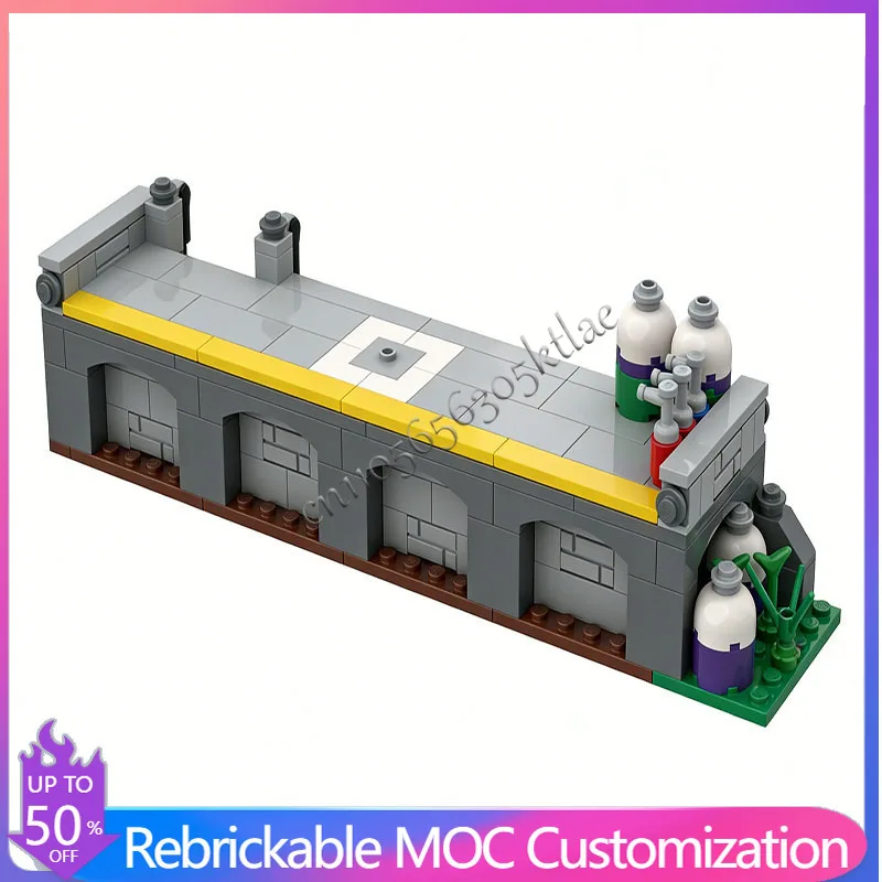 177 PCS Medieval Train Platform MOC Customize Modular Building Block Creative Design Educational DIY Boys Toy Christmas Gift