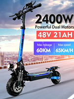 EU 2024 X6 2400W 48V 21AH Electric Scooter Dual Motor Max Speed of 65KMH Max range of 60-70KM Foldable Escooter Max Load 150KG