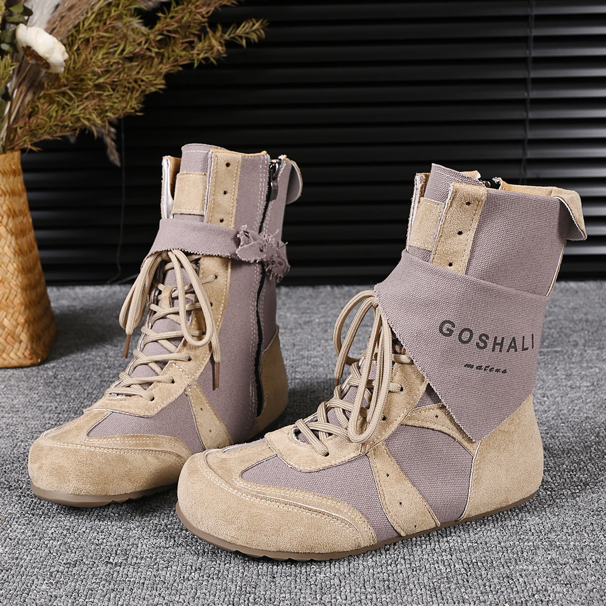 

Женские спортивные кроссовки до щиколотки, повседневные прогулочные парусиновые зимние ботинки, брендовые модные женские ботинки с круглым носком на шнуровке, Zapatillas Mujer