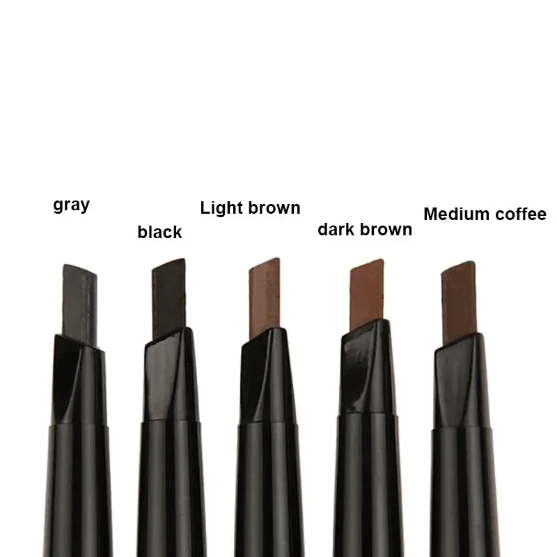 Lápis de sobrancelha duplo, lápis de sobrancelha marrom liso, cosméticos de beleza, lápis de sobrancelha natural, material de alta qualidade, cinza e preto