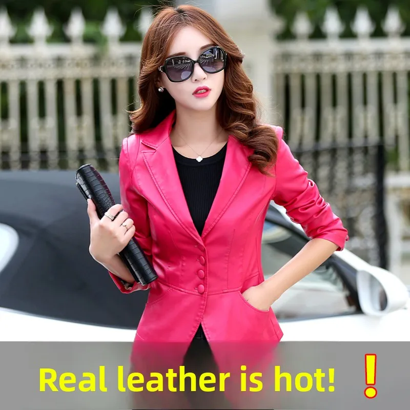 봄 가을 신상 슬림핏 정품 가죽 자켓 여성 슬림핏 오버사이즈 스몰 웨스턴 스타일 가죽 코트