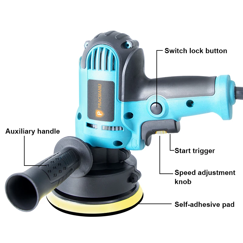 Pracmanu Handheld Electric Polishing Waxing Machine 700W 600-3700rpm Speed Adjustable Car Polisher Kit