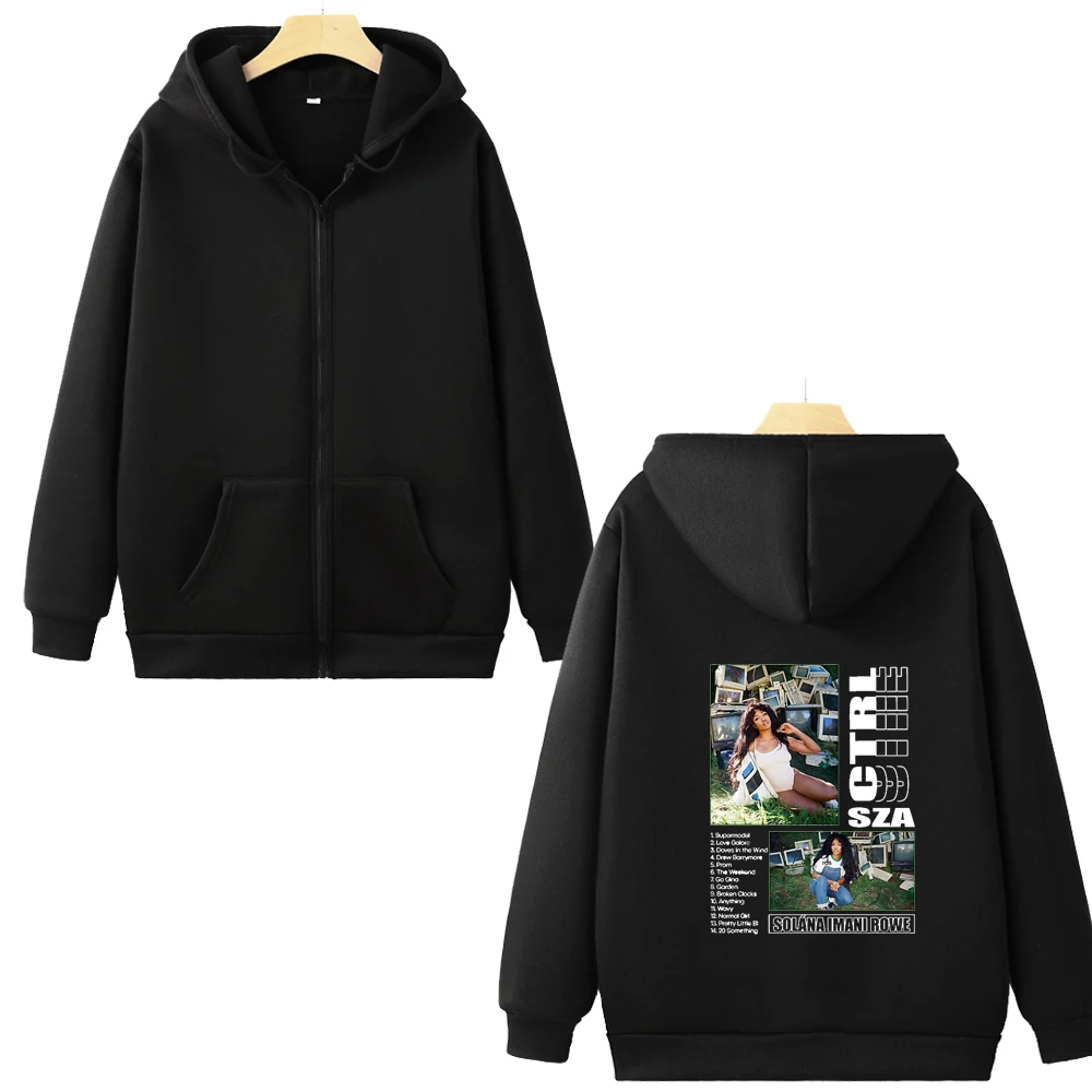 Sza Ctrl Music Album Cover Zip Hoodie Pattern Printing Fashion Cardigan Sweatshirt Streetwear Gift For Fans