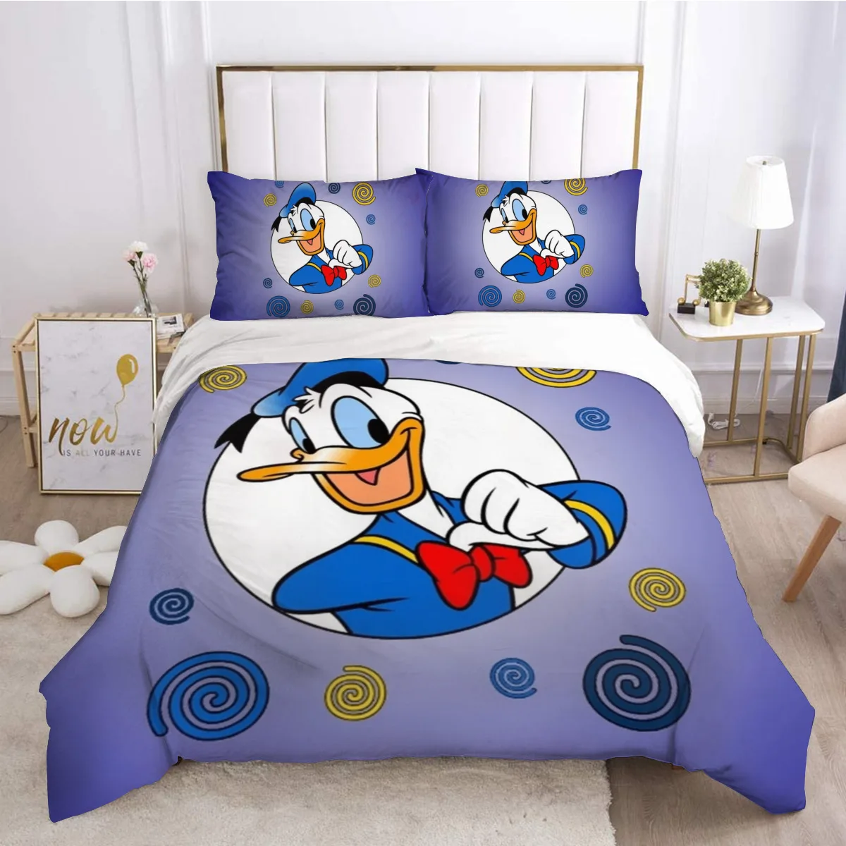 ديزني الكرتون دونالد داك طقم سرير طقم سرير الأطفال فتاة حاف طقم أغطية مجموعات الفراش غطاء الملكة الملك الحجم