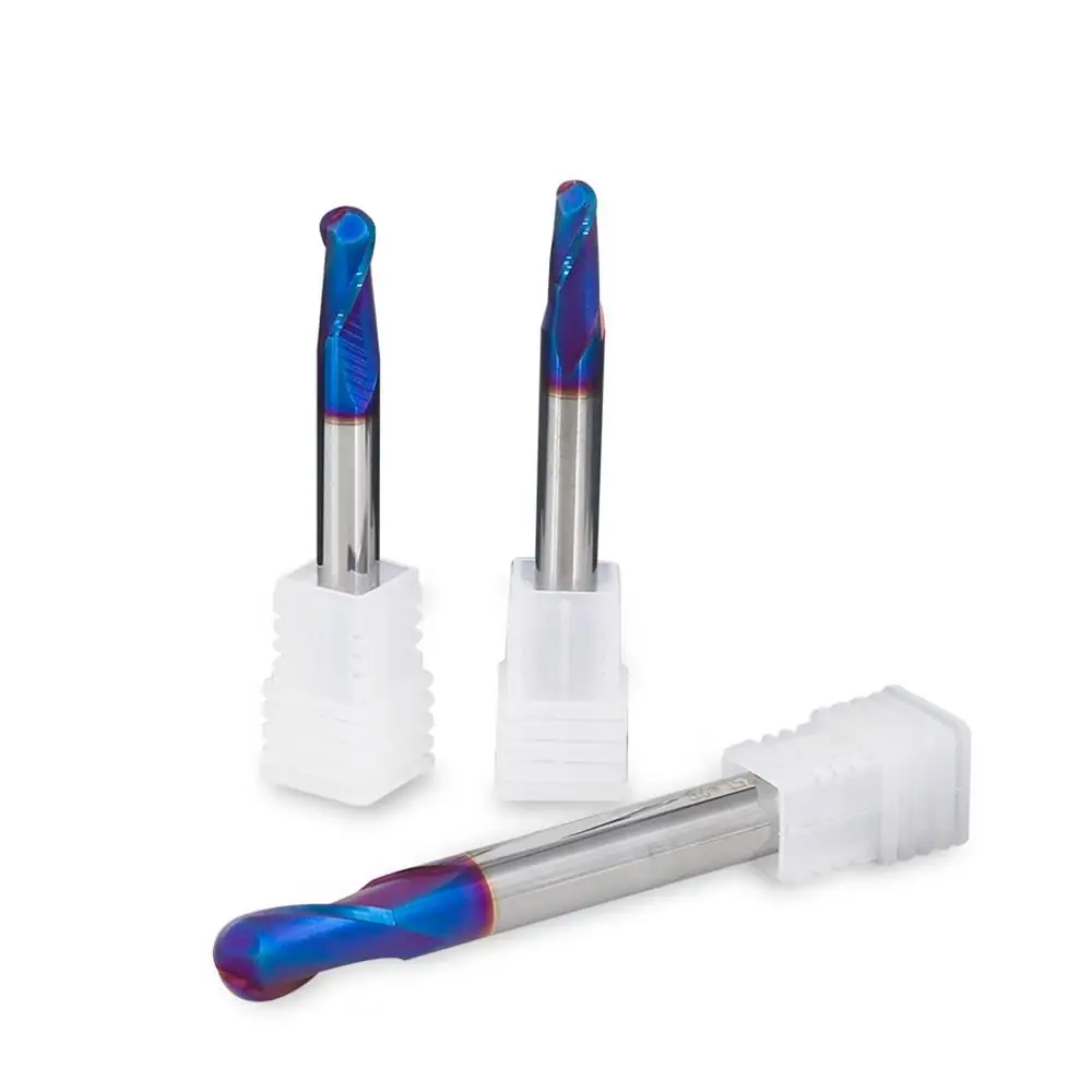 Augusttools HRC63 Шариковая концевая фреза из карбида, 2 фрезы для металла, вольфрамово-кобальтового сплава, фрезы R0,5 R1 R2 R3 R4