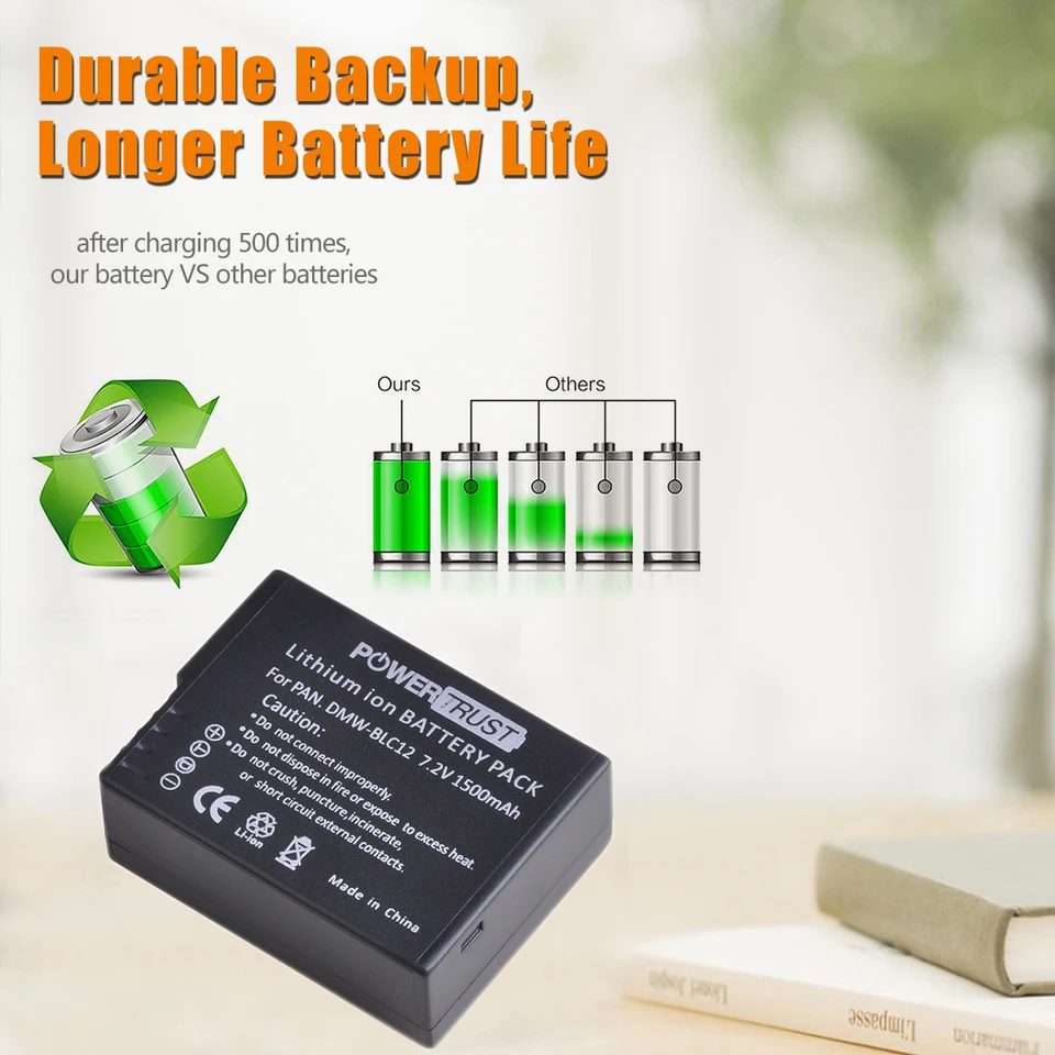 Batterie + Chargeur LCD DMW-BLC12 Pour Panasonic Lumix FZ1000 FZ200 FZ300 G5 G6 G7 GH2 GX8 - Charge Rapide USB