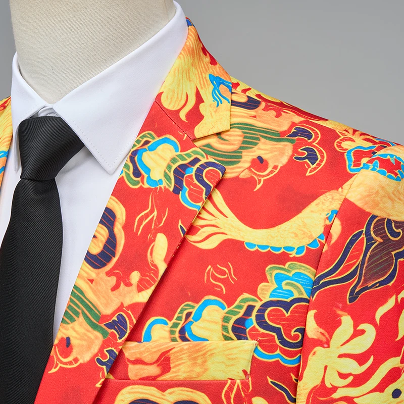 2026 New Mens Chinese-Style Dragon Embroidered Suits , Traditional Patterns, Perfect for Formal Events & Ceremonies