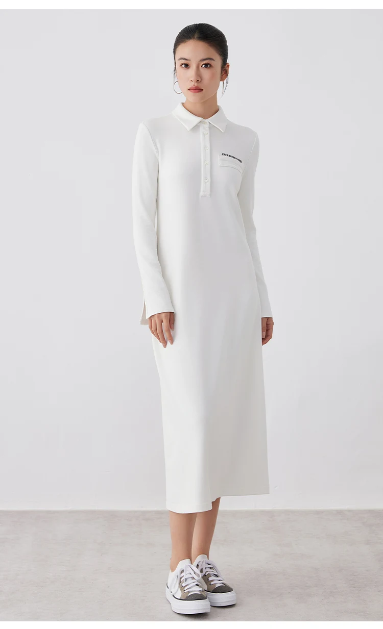 K2690W Acetat-Wollkleid für Herbst und Winter, Midi-Länge, lange Ärmel, hochwertige Luxus-Damenbekleidung – Detail 8