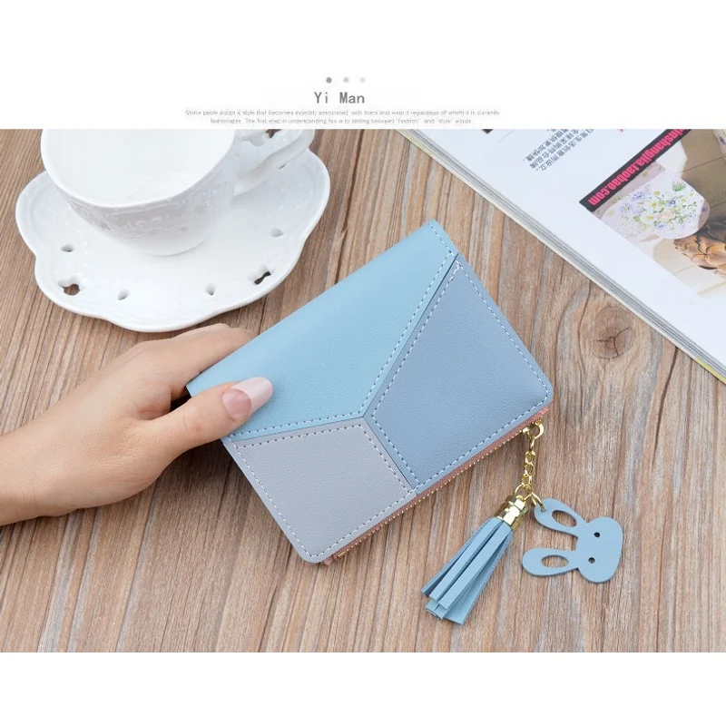 New Arrival 2026 Women's Short Wallet, Stylish Zipper Purse With Color Block Splicing, Student Coin Purse & Lady Card Holder