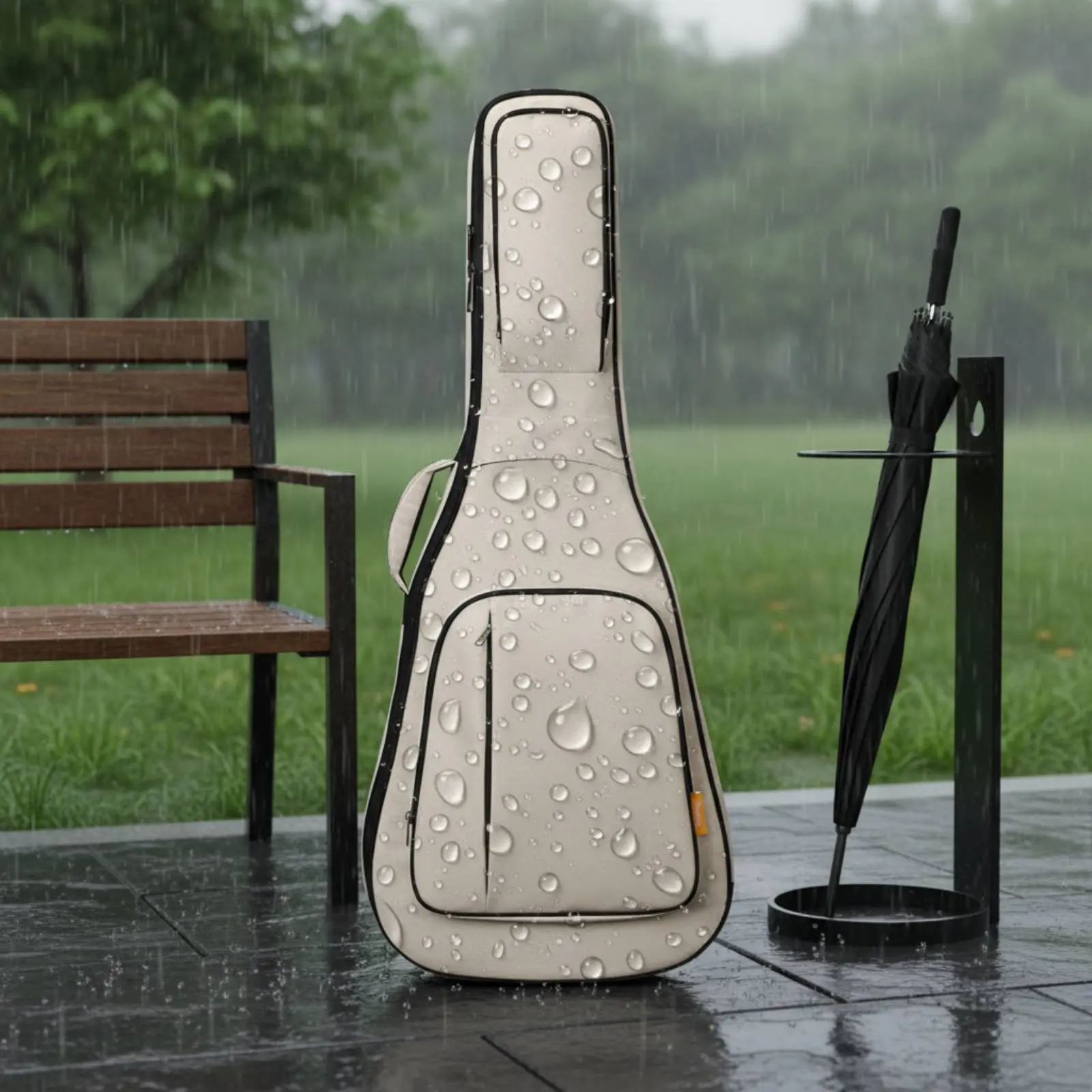 

Padded Guitar Backpack Thick Padding Backpack Guitar Case Sturdy Build doubleWay Zipper for Practice
