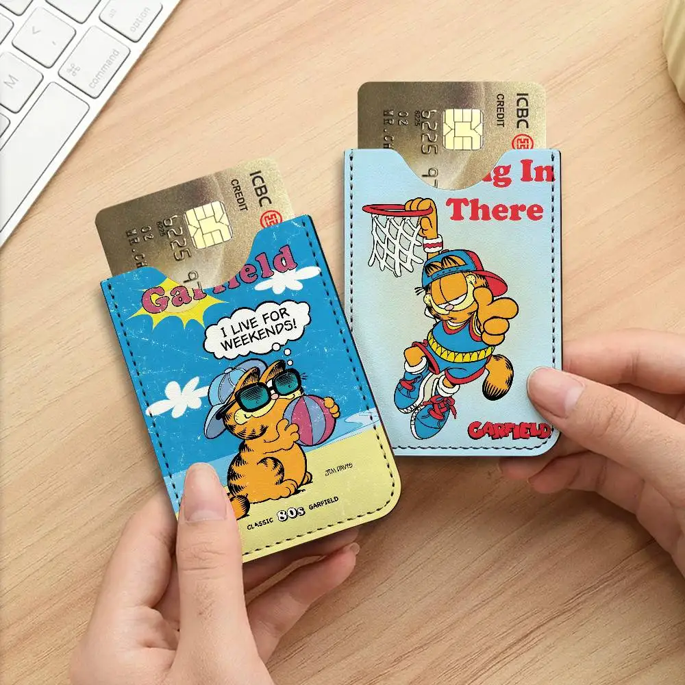 Anime G-Garfields Cat Ultra-Thin Mini Leather Card Holder Wallets for Men Women Lightweight Soft Genuine Leather Credit Card